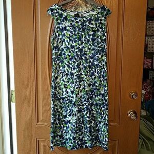 Rafaella green blue print dress Sz. S NWOT